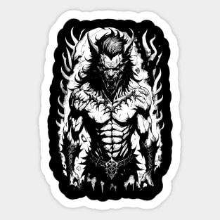 Black White Werewolf Art Drawing Sticker